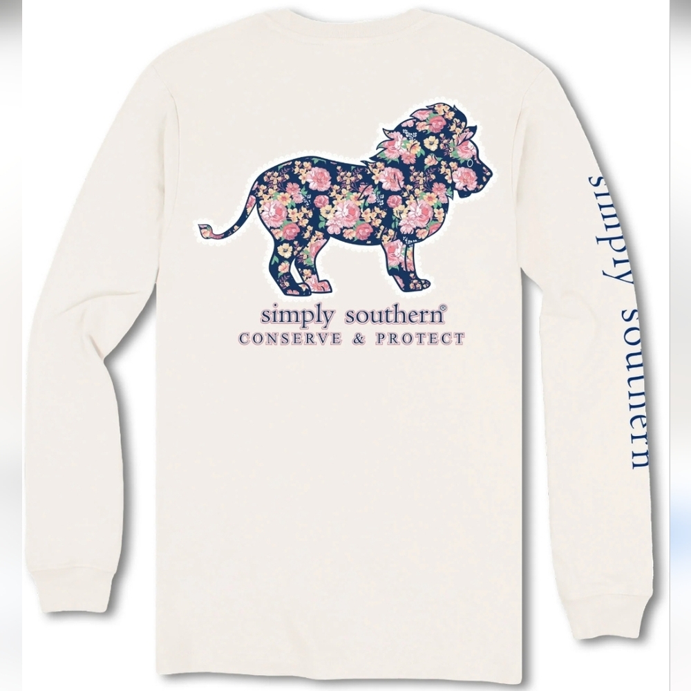 NWT Simply Southern Floral Lion Tracker Longsleeve Shirt